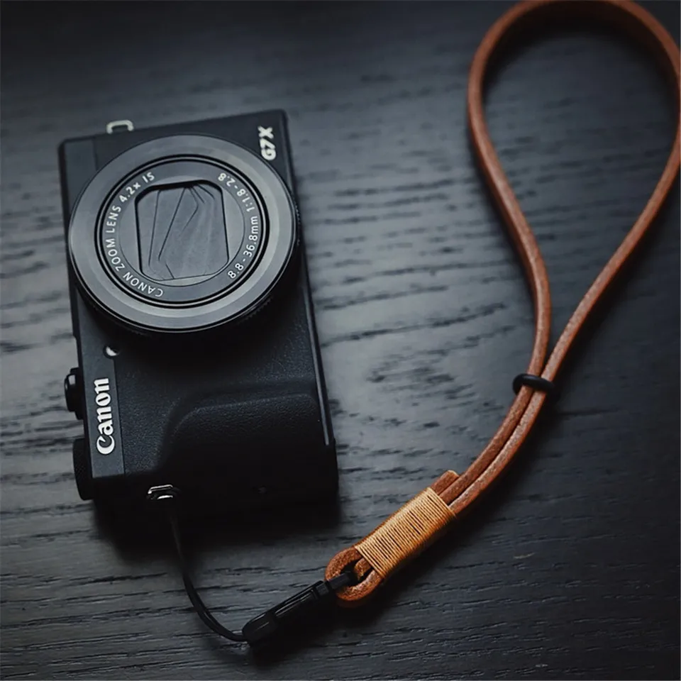 手作りレザーカメラリストハンドストラップ,ricoh gr3 gr2 canong7x用