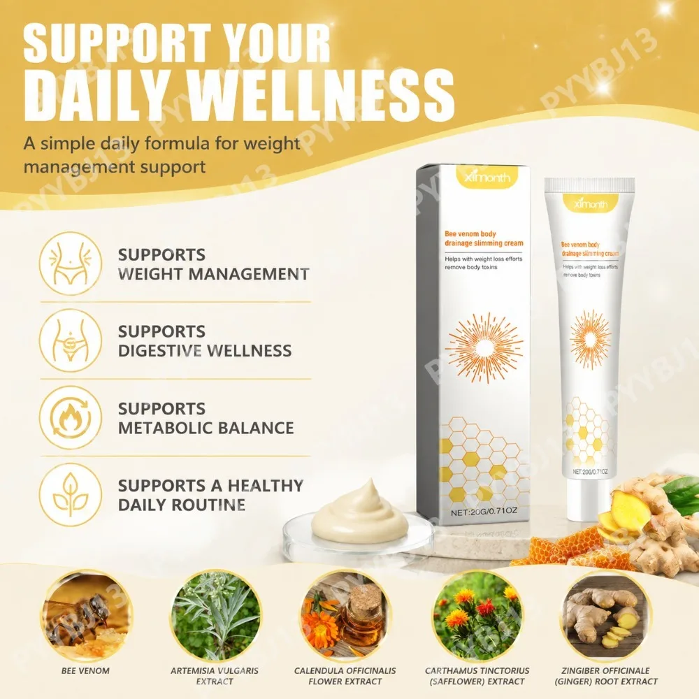 Ximonth Bee Venom Lymphatic Body Shaping Ointment Tightens The Skin Improves Excess Fat and Is A Skincare Cream for Adults 20g