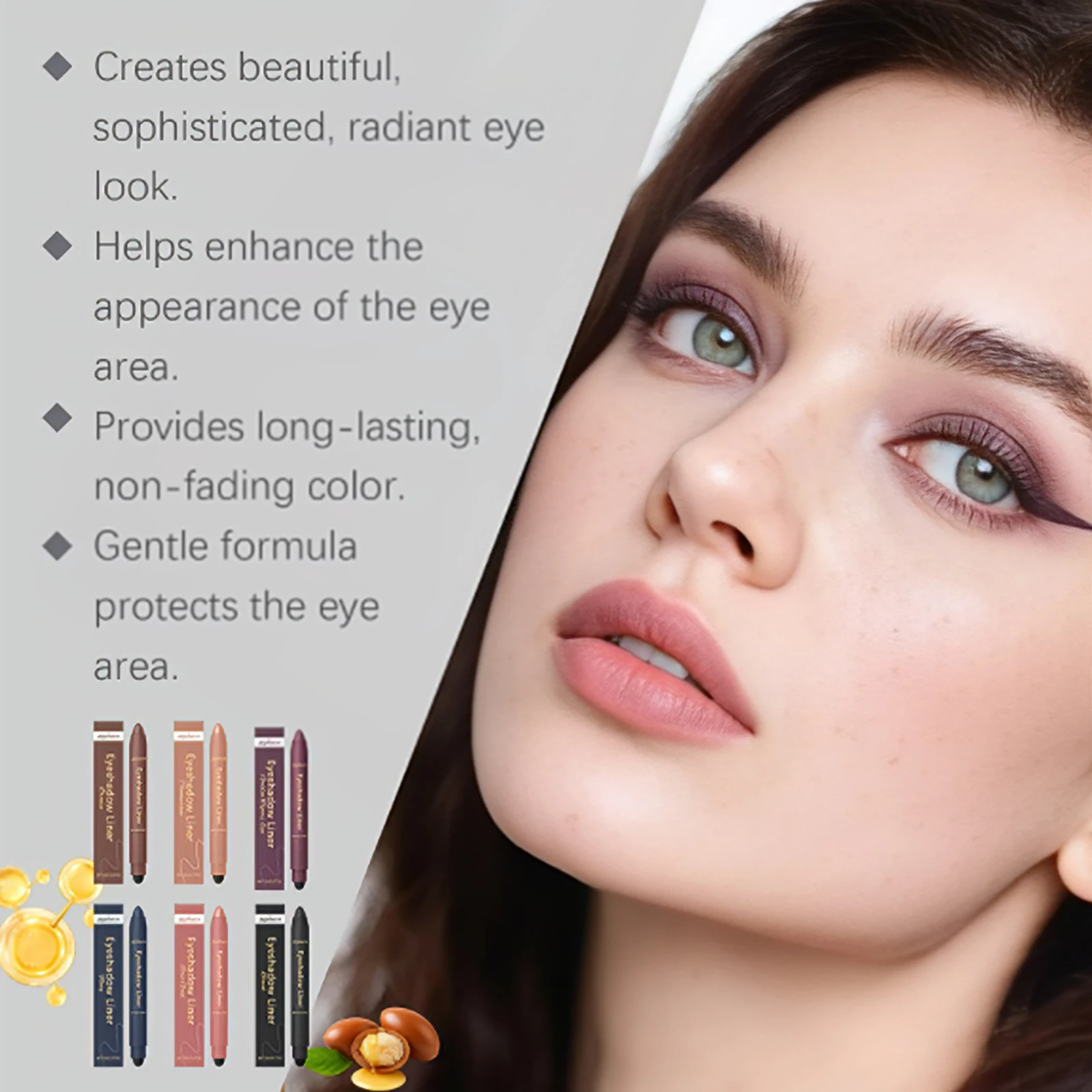 Matita ombretto eyeliner 2 in 1 Impermeabile Leggero Liscio Lunga durata Asciugatura rapida per principianti Matita per trucco occhi Incontri