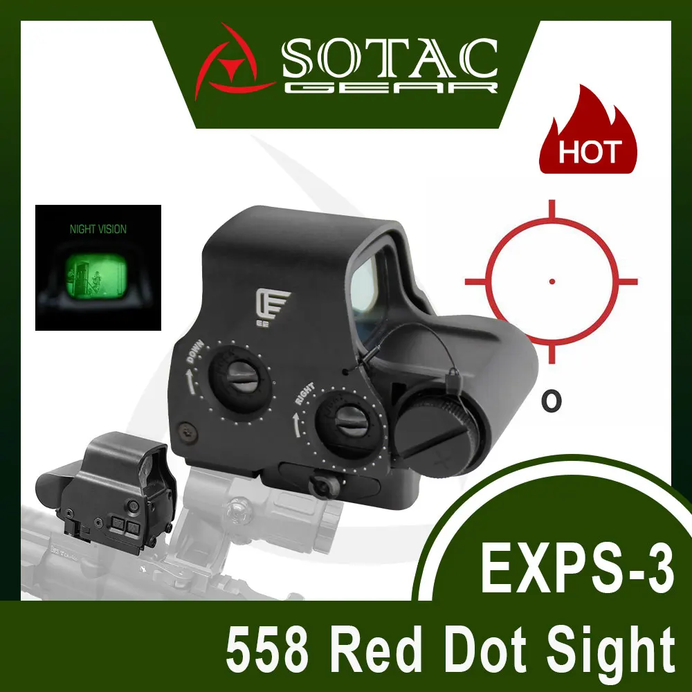 SOTAC Tactical EXPS3-0 NV Fucntion 558 Red Dot Hunting Holographic Sight with Full Original Markings