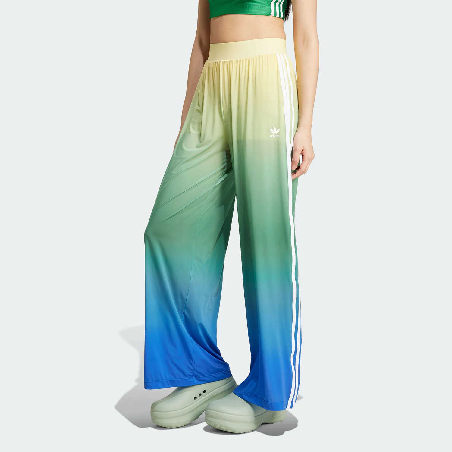 

Adidas genuine Three Stripes Women's Classic Loose Wide-Leg Sport Pants JH0619