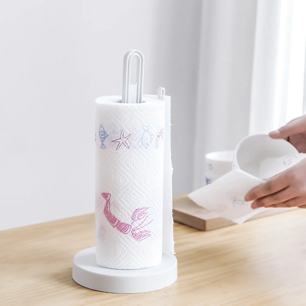 

Standing Paper Towel Holder Plastic Roll Organizer Kitchen Countertop Storage Stand For Tissue Wrap Garbage Bags Rustproof