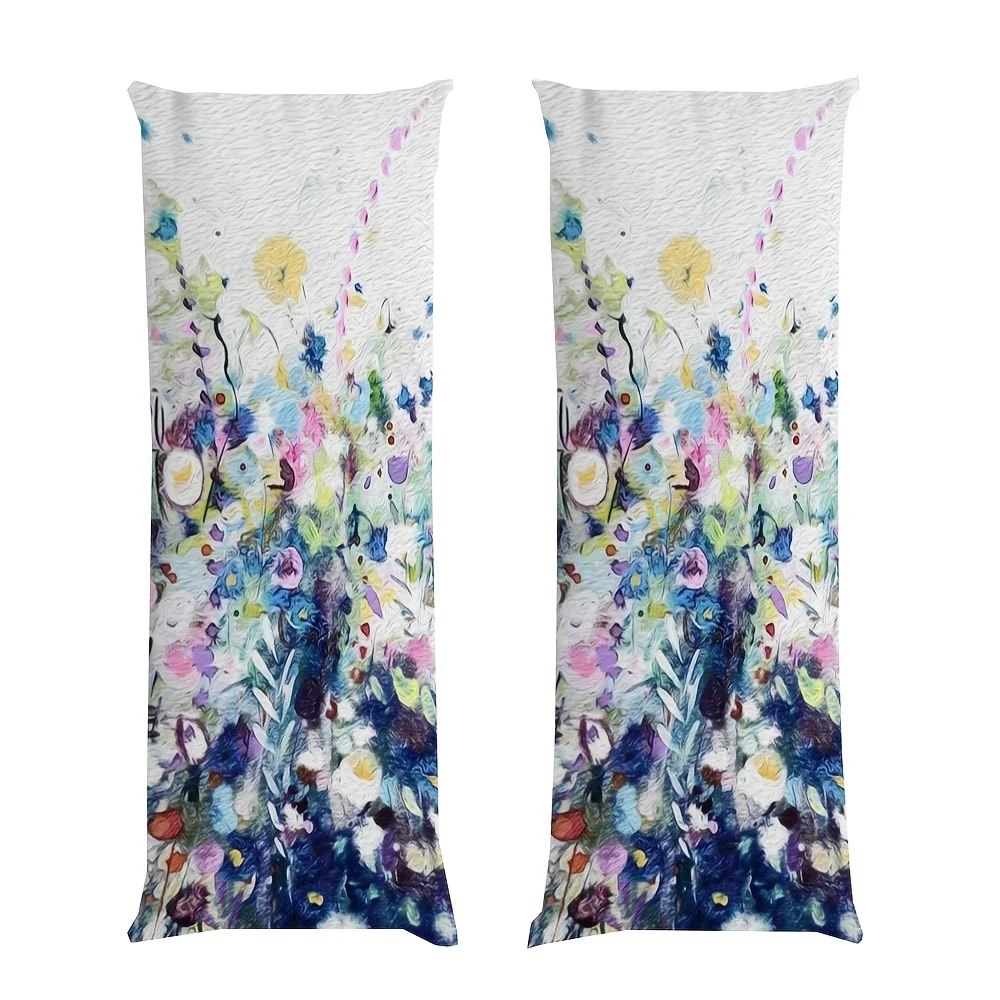 Ultra-soft Blue Floral and Meadow Body Pillowcase, 50.8x137.16 cm - Breathable and Comfortable, Suitable for Side Sleepers, Back