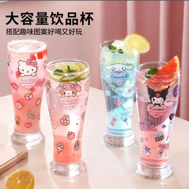 

Sanrio Kawaii Hello Kitty Drinking Cup My Melody Kuromi Anime Cute Cartoon Exquisite Good Looking Household Milk Juice Glass Cup