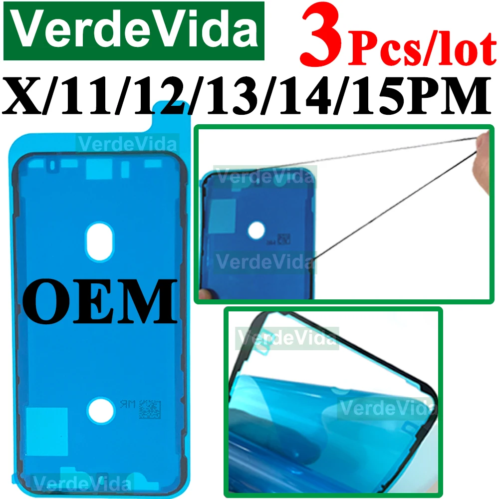 VerdeVida 3pcs OEM Screen Display Adhesive for iPhone 13 Pro Max 11 12 13 14 15 Plus XS X LCD Waterproof Glue Sticker Frame Seal