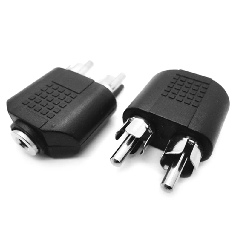 High Quality Converter 3.5mm/ 1/8 Female Aux Port to 2 RCA Male Adapter Connector 2PCS