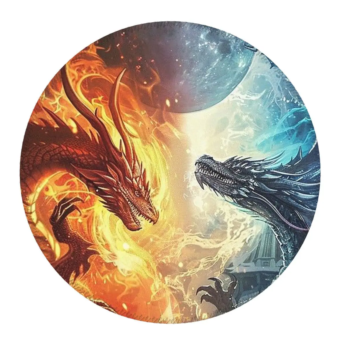 

Red Fire Dragon Round Mouse Pad Computer Keyboard Mouse Mat Gamer Laptop Desk Mat Office Table Mats