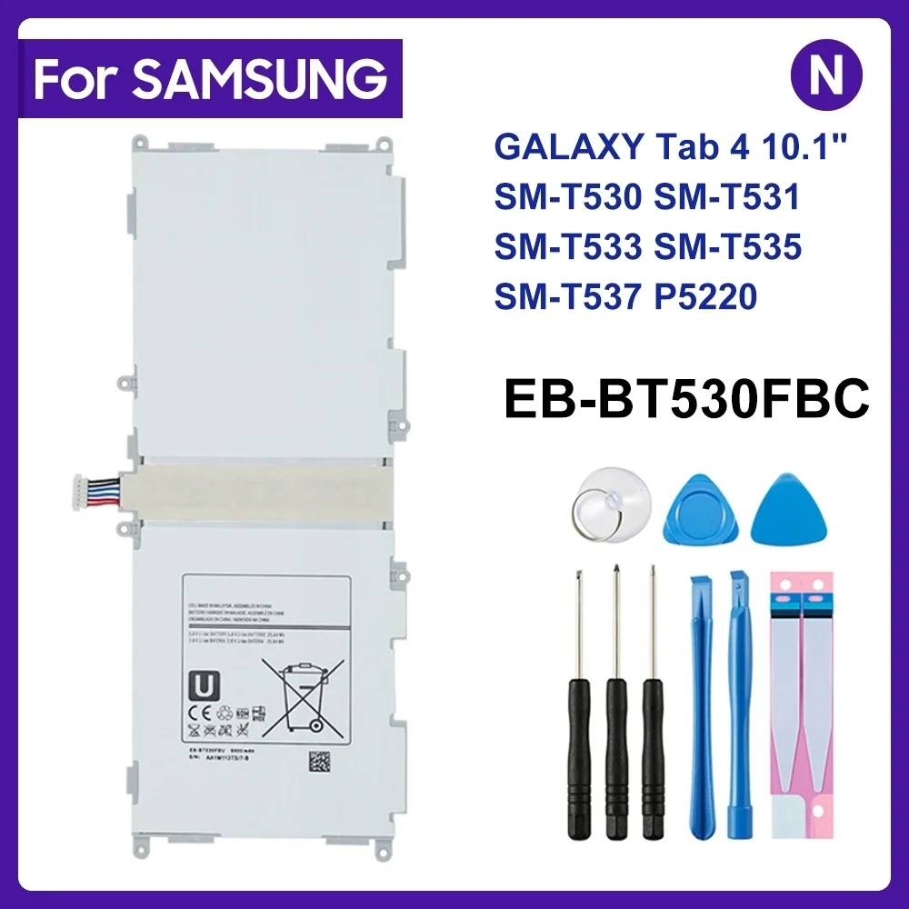 Samsung Galaxy Tab 4, 10.1インチ,SM-T530, SM-T531, SM-T533, SM-T535, SM-T537, P5220, EB-BT530FBC, EB-BT530FBE用のタブレットバッテリー