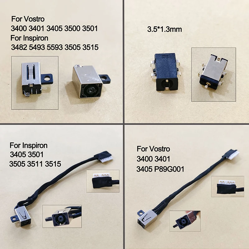 1PC Laptop DC Power Jack Connector For Dell Vostro 3400 3401 3405 3500 3501 P89G001 Inspiron 3405 3482 3505 3511 3515 5493 5593
