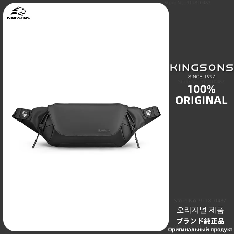 

Kingsons Casual Waterproof Crossbody Bag Men Chest Bag Black Messenger Bag Magnetic W/ Quick-Release Buckle Shoulder Bag