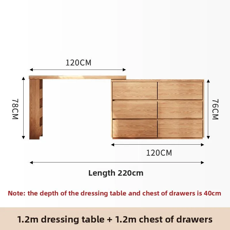 LMM solid wood dresser bedroom simple modern makeup table chest integrated corner dressing table
