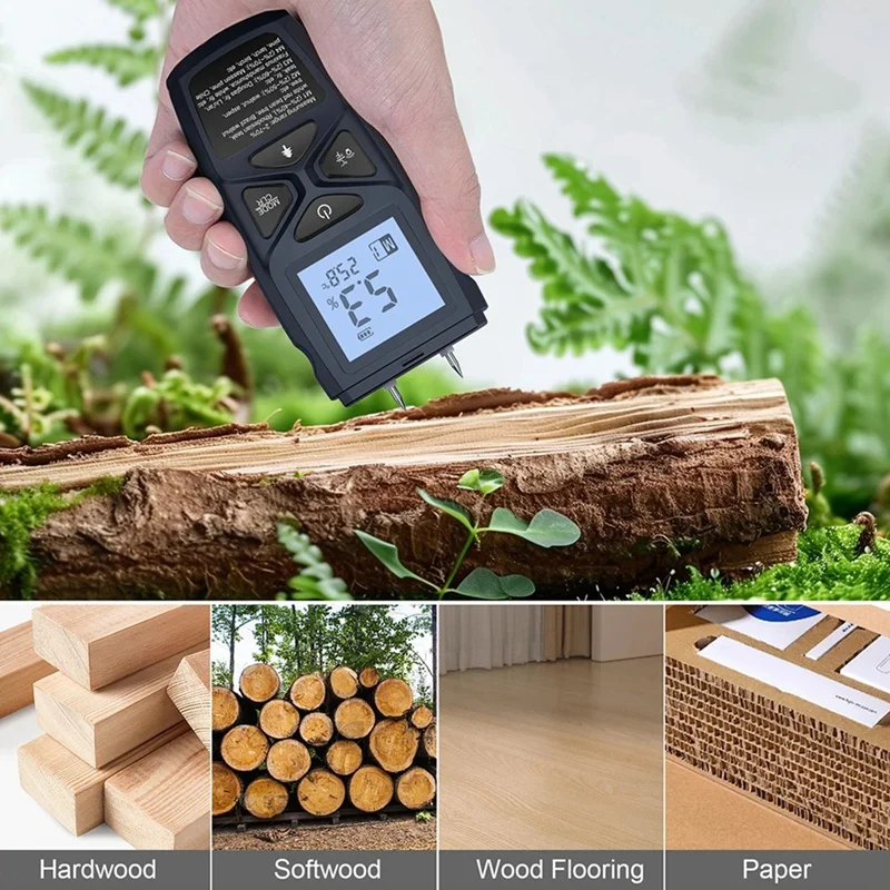 BAAG-New HYT109 Wood Moisture Meter Wood Moisture Content Tester Paper Humidity Detector Wood Flooring Timber Damp Detector