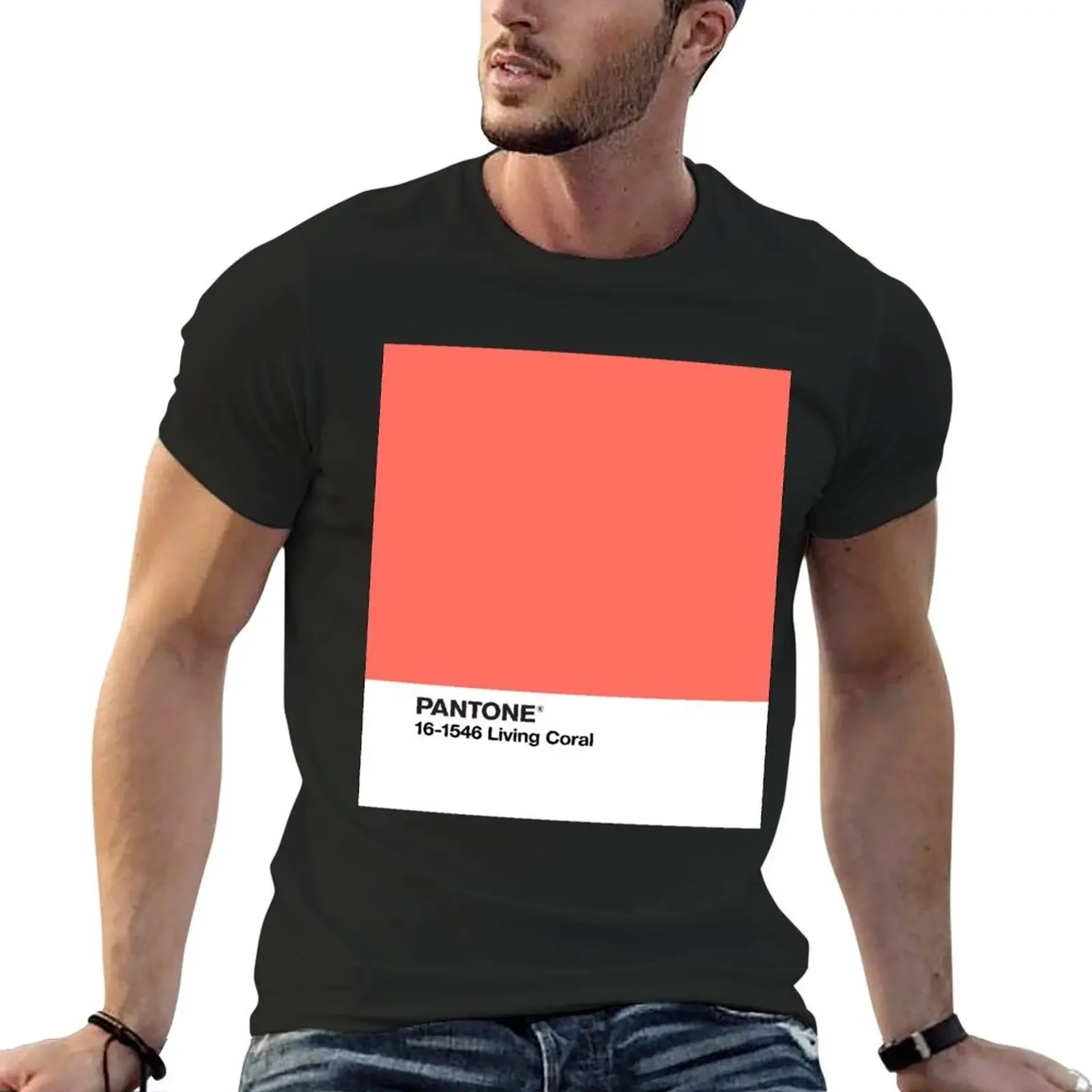 Pantone 16-1546 Living Coral T-Shirt customs oversized graphic tee korean fashion black t shirts for men