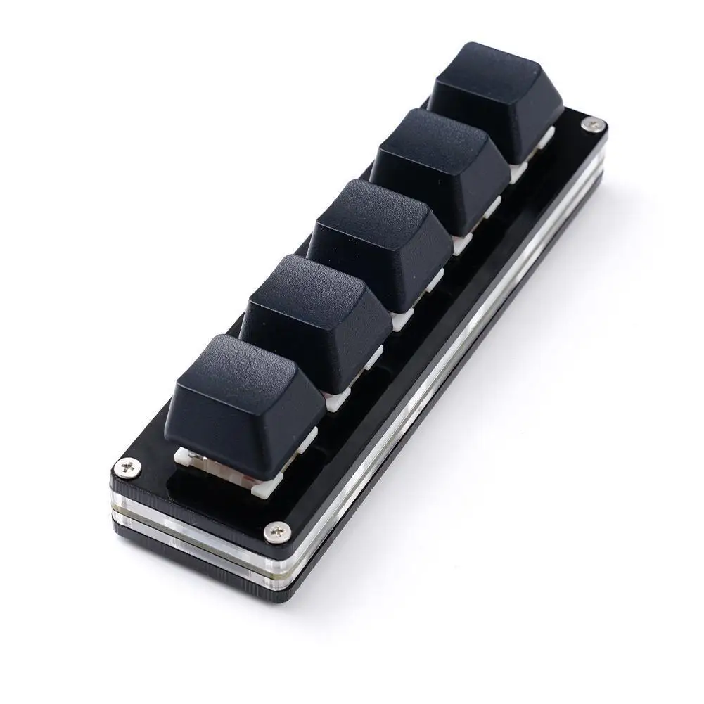 Teclado Mini Personalizado de 5 Teclas USB com Fio, Programável com Atalhos e Macros, Teclado Mecânico Preto para Jogos e Escritório