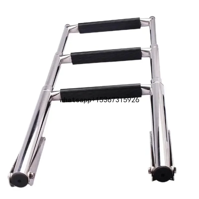 3 Step Telescoping Adjustable Stainless Steel Boat Ladder Swim Deck Ladder for Marine Yacht and Pool