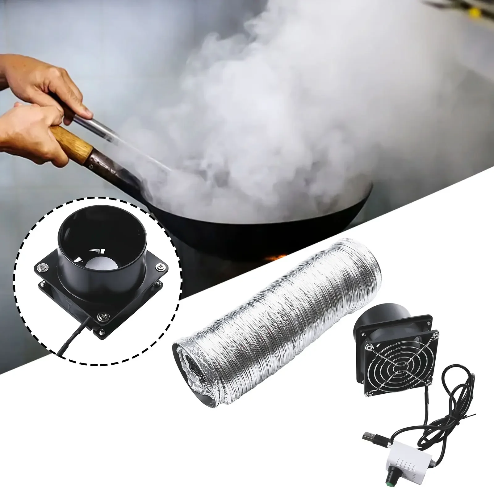 New USB Adjustable Speed Mini Solder Smoke Absorber Smoke Exhaust Fan Duct With 1M/3M/6M Pipe Tub Ventilation Fan For Kitchen