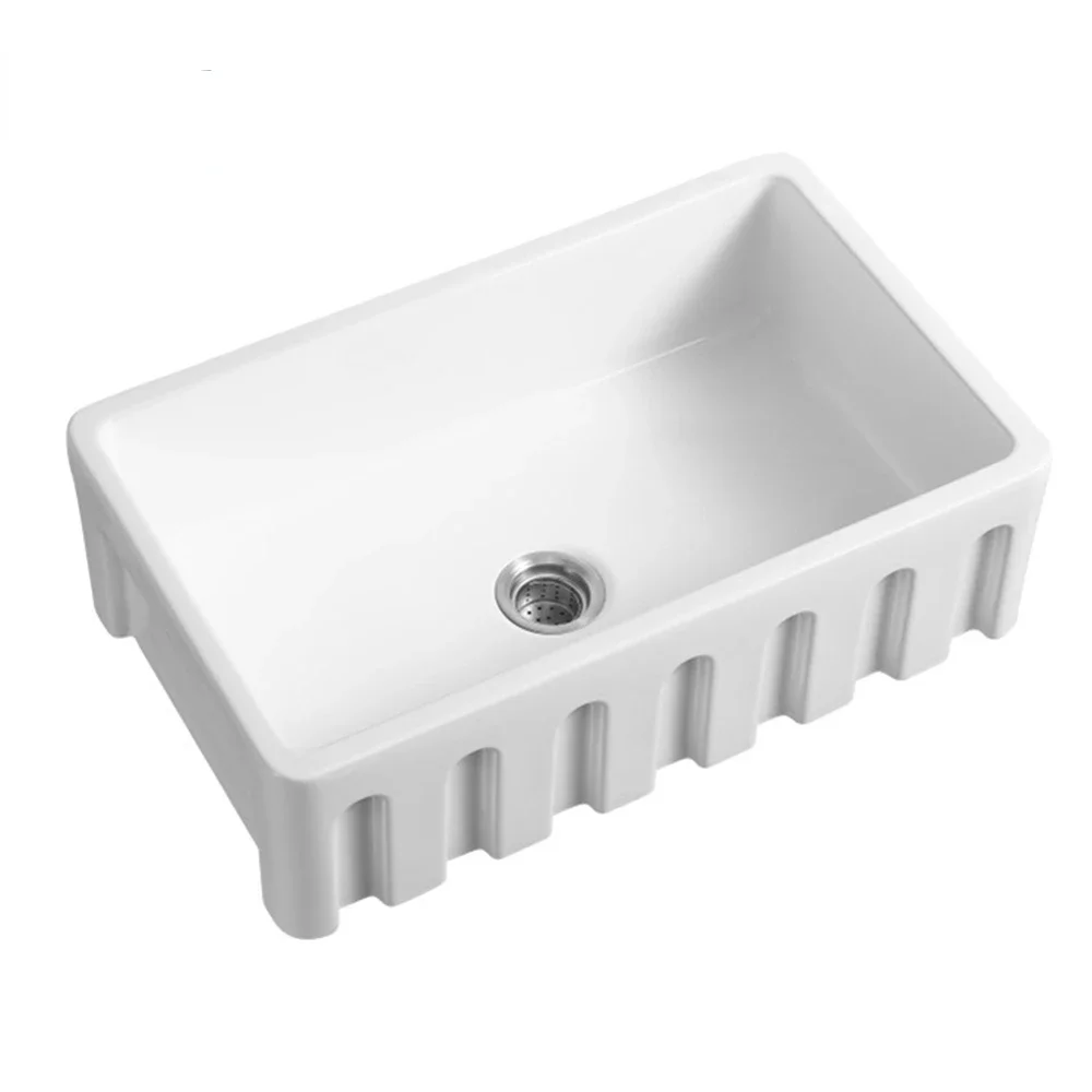 33 inch Large White Finish Ceramic Single Bowl Farmhouse Kitchen Sink In Stock USA