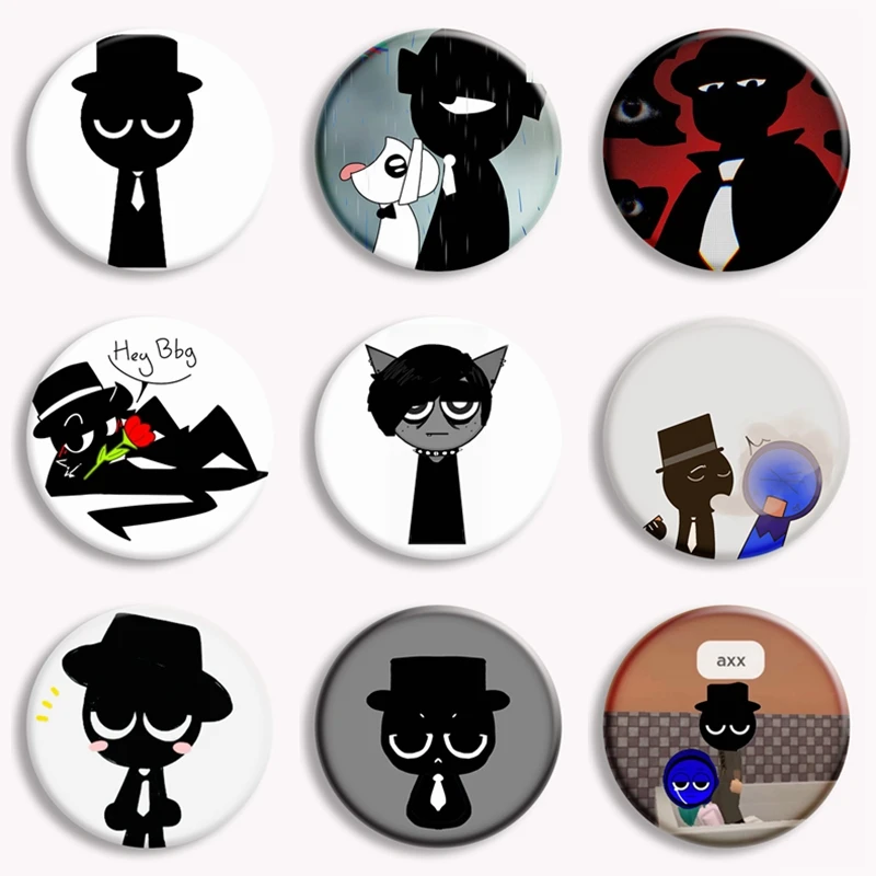 Sprunki Soft Button Pin Sprunki Incredibox Black Game Cartoon Brooch Badge Bag Decor Jewelry Kids Birthday Gifts