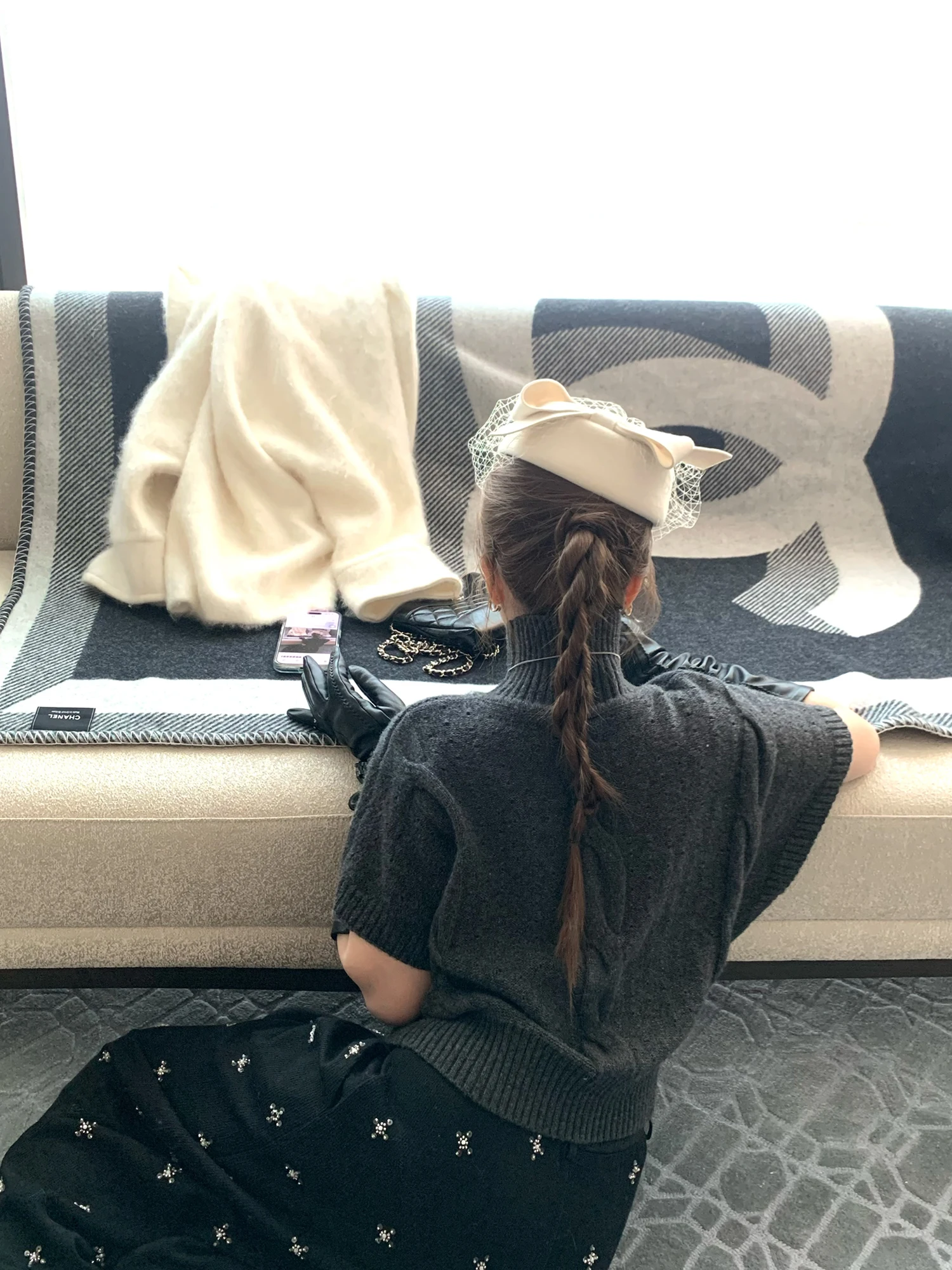 

Women's Wool Blend Batwing Sve Sweater ort Sve Hollow out Knitted High Collar Design Winter Faion Commute Sle