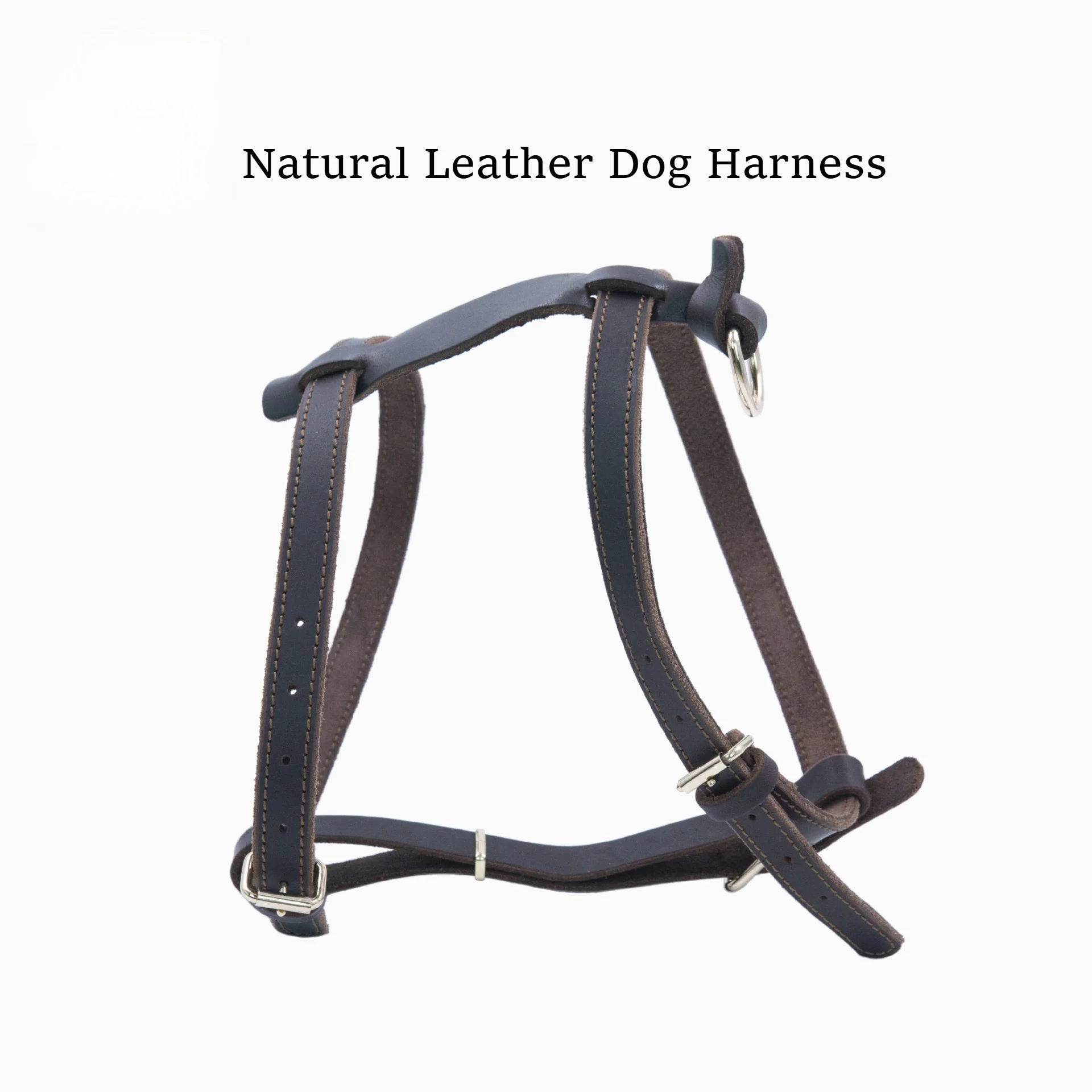

H-shaped cowhide dog harness 4.5mm thick and durable for medium and large dogs soft and non-squeezing adjustable harness