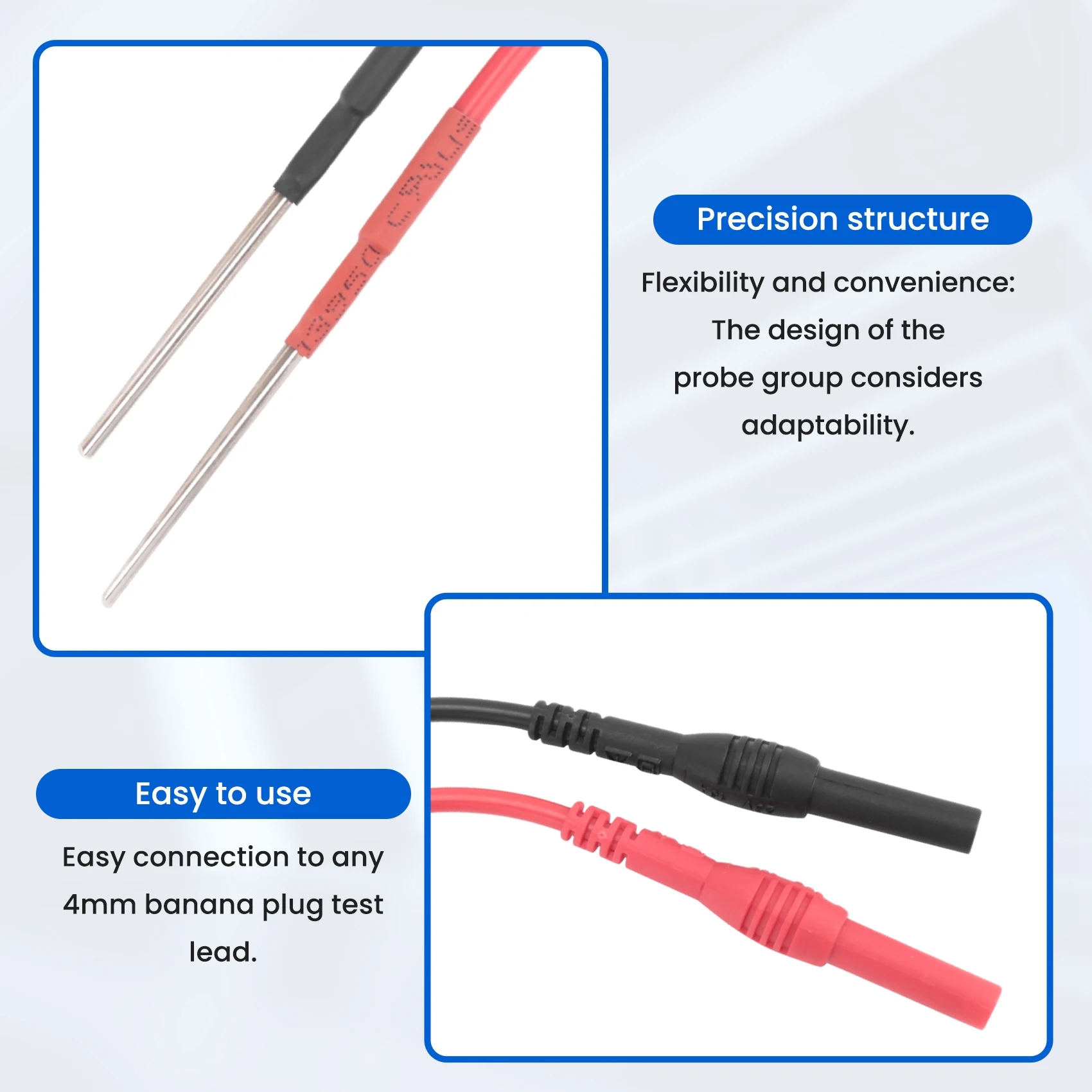 Sondas traseiras para colher flexível, Pinos de sonda traseira automotiva, Compatível com plugue banana de 4mm, Test Leads, 2 pcs