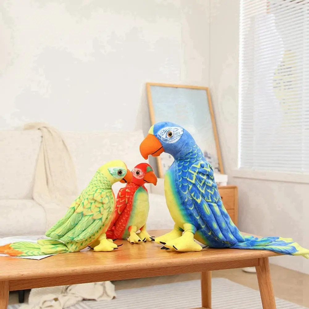 Parrot Stuffed Toy  Creative Three-dimensional Animal Shaped  Parrot Stuffed Toy Children Photography Props Garden Supplies