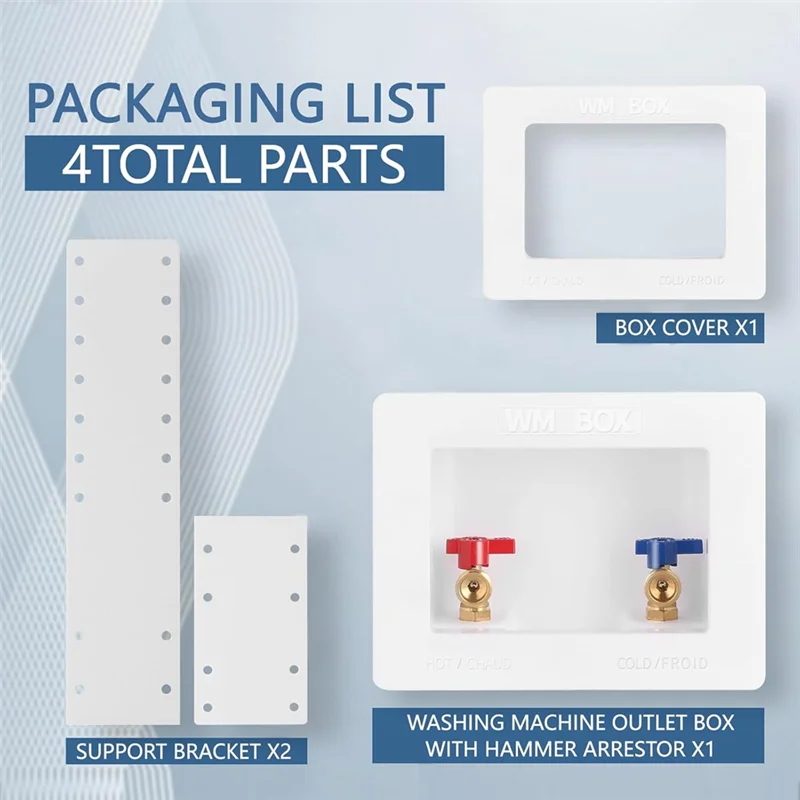 AAAC-Washing Machine Outlet Box With Center Drain,1/2Inch Pex Crimp X 3/4Inch MHT Connection,Laundry Washer Valve Outlet Box