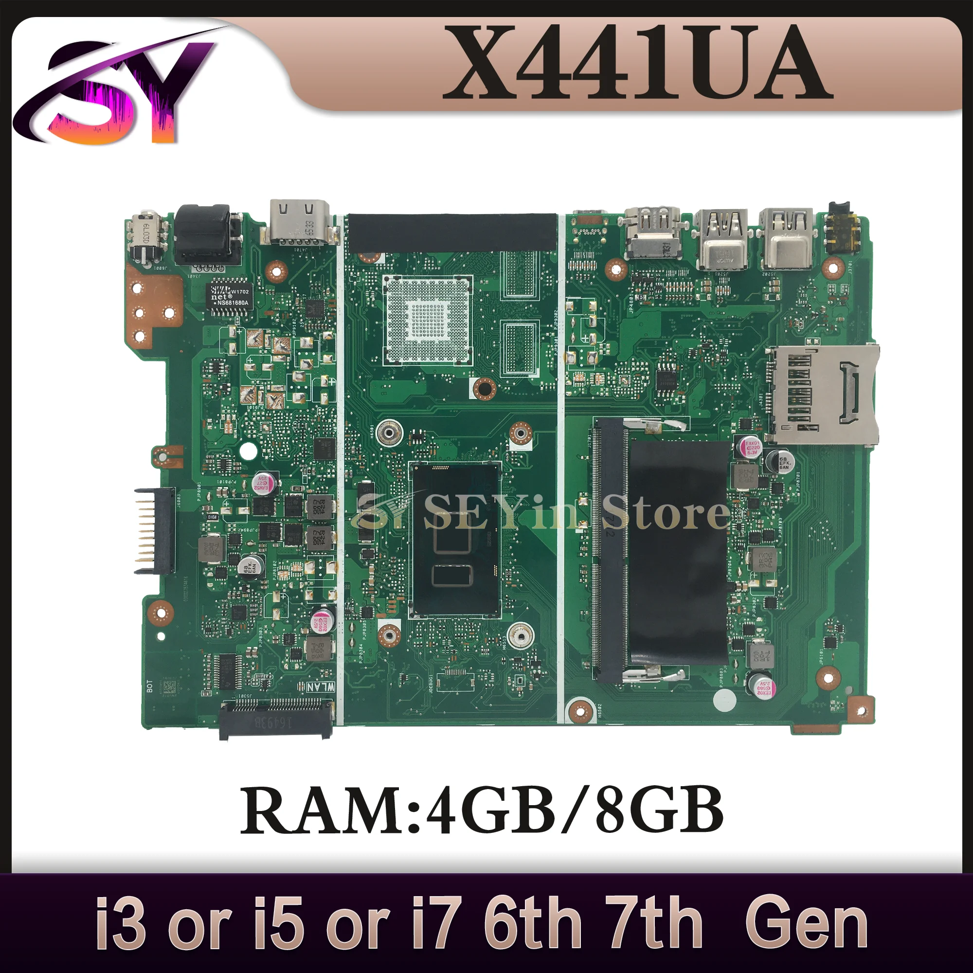 

X441UA Mainboard For ASUS X441UV X441U F441U A441U X441UVK X441UAK Laptop Motherboard 4405U I3 I5 I7 CPU RAM-4GB/8GB