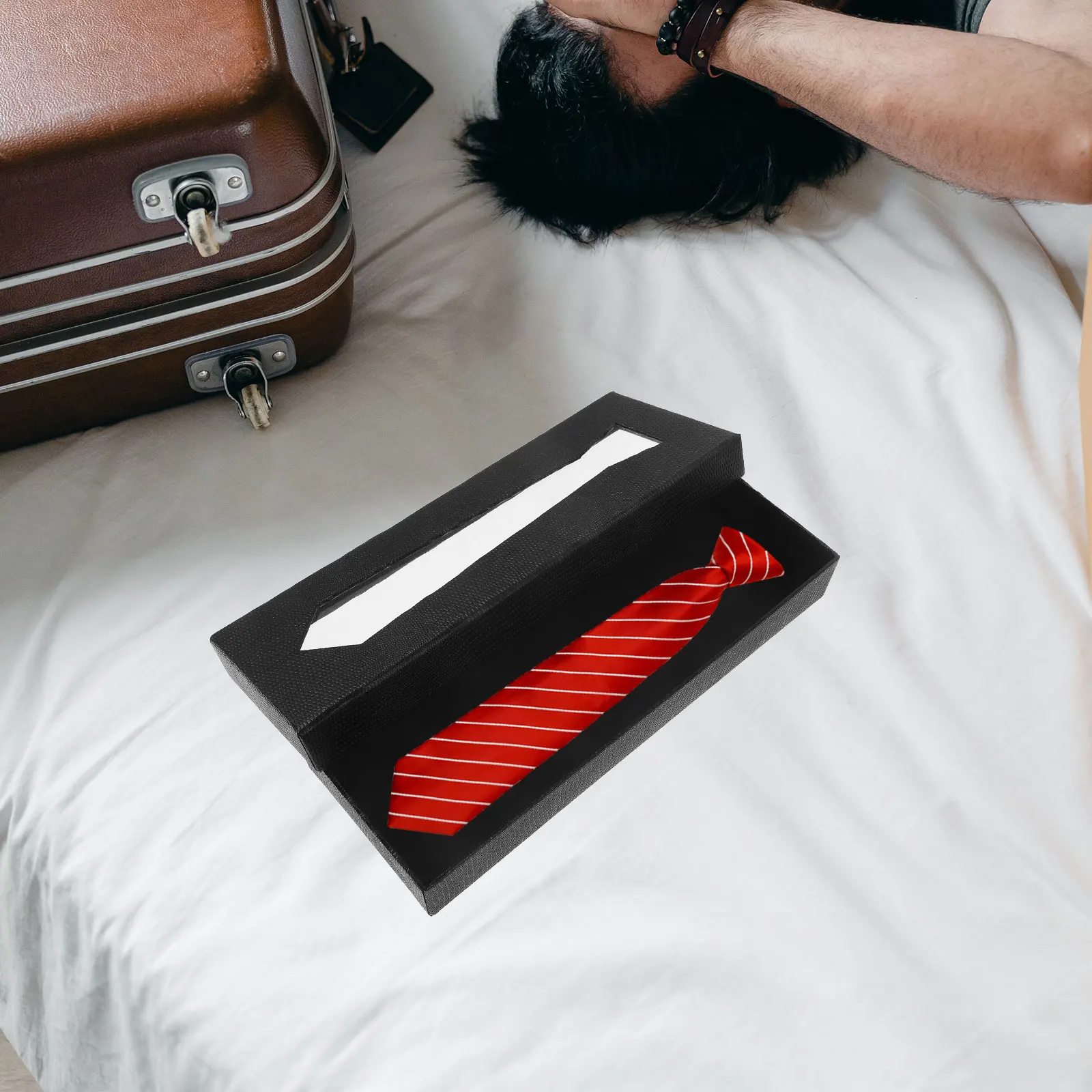 

1Pcs Stylish Black Snake Skin Tie Box Multifunctional Necktie Storage Case Gift Organizer