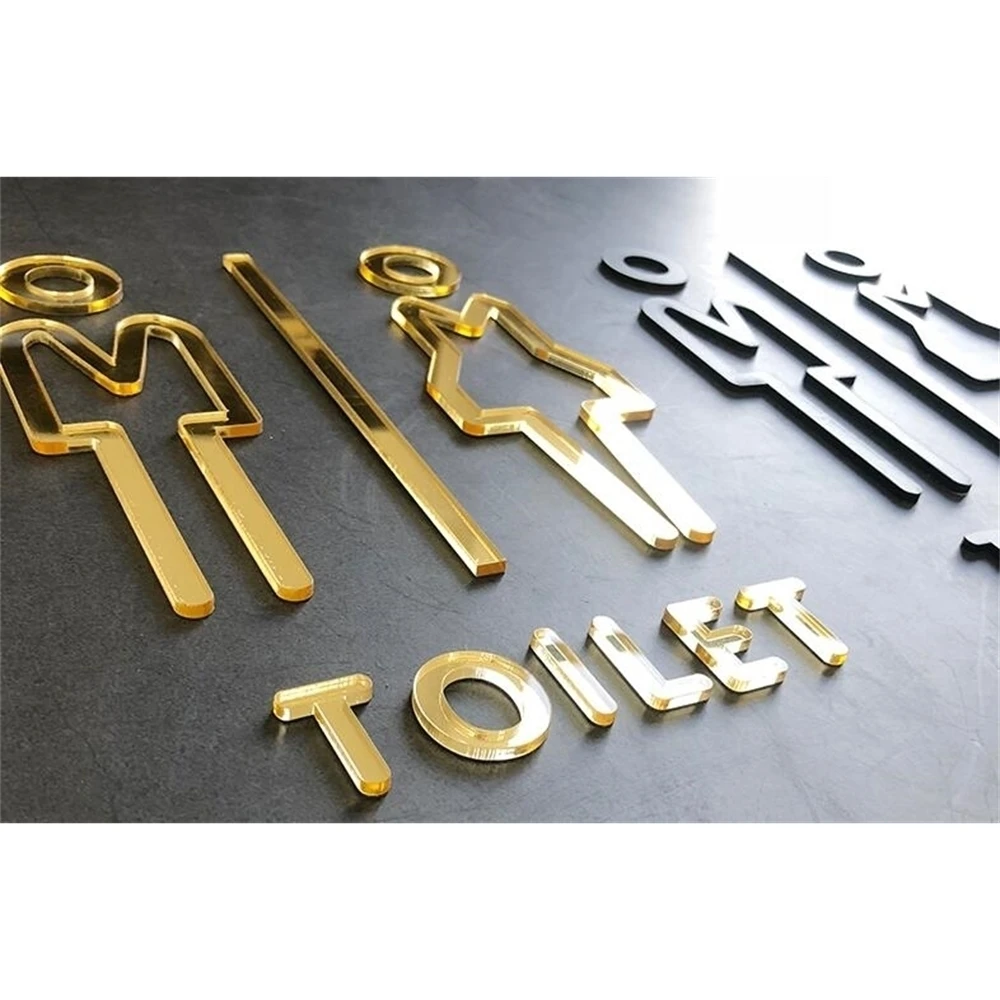 Signboard Toilet Acrylic Signboard Bathroom Signage Guide Wall Sticker Men And Women Bathroom Brand Creative Personality Signs