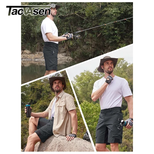 Imagen 2 del producto TACVASEN Pantalones cortos ligeros para hombre senderismo pesca al aire libre múltiples bolsillos secado rápido verano trabajo cargo