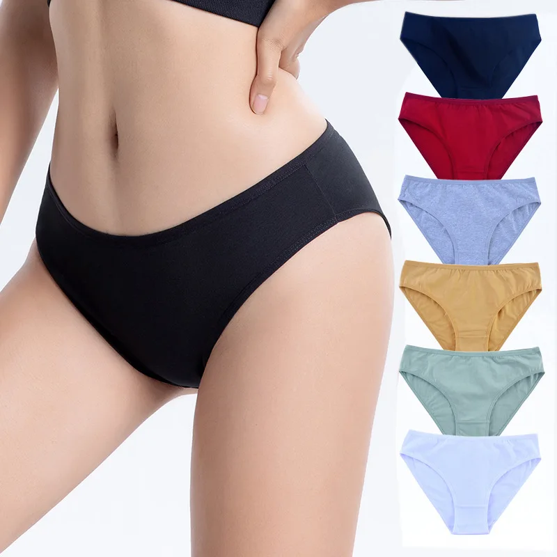 1pcs Women Panties Girl Sexy Underwear Solid Color Middle-Waisted Briefs Female Ventilation Soft Cotton Women\'s Underpants