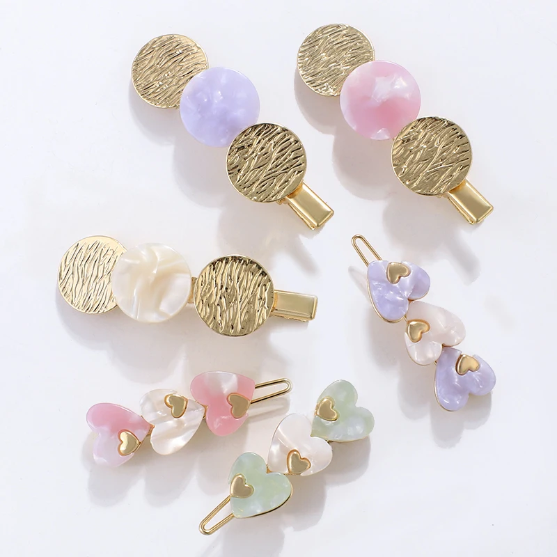 

Sweet Cute Round Heart Acetate Hair Clips For Women Girls Korean Colorful Side Clamp Hairpin Hair Accessories Tool Gifts 2023