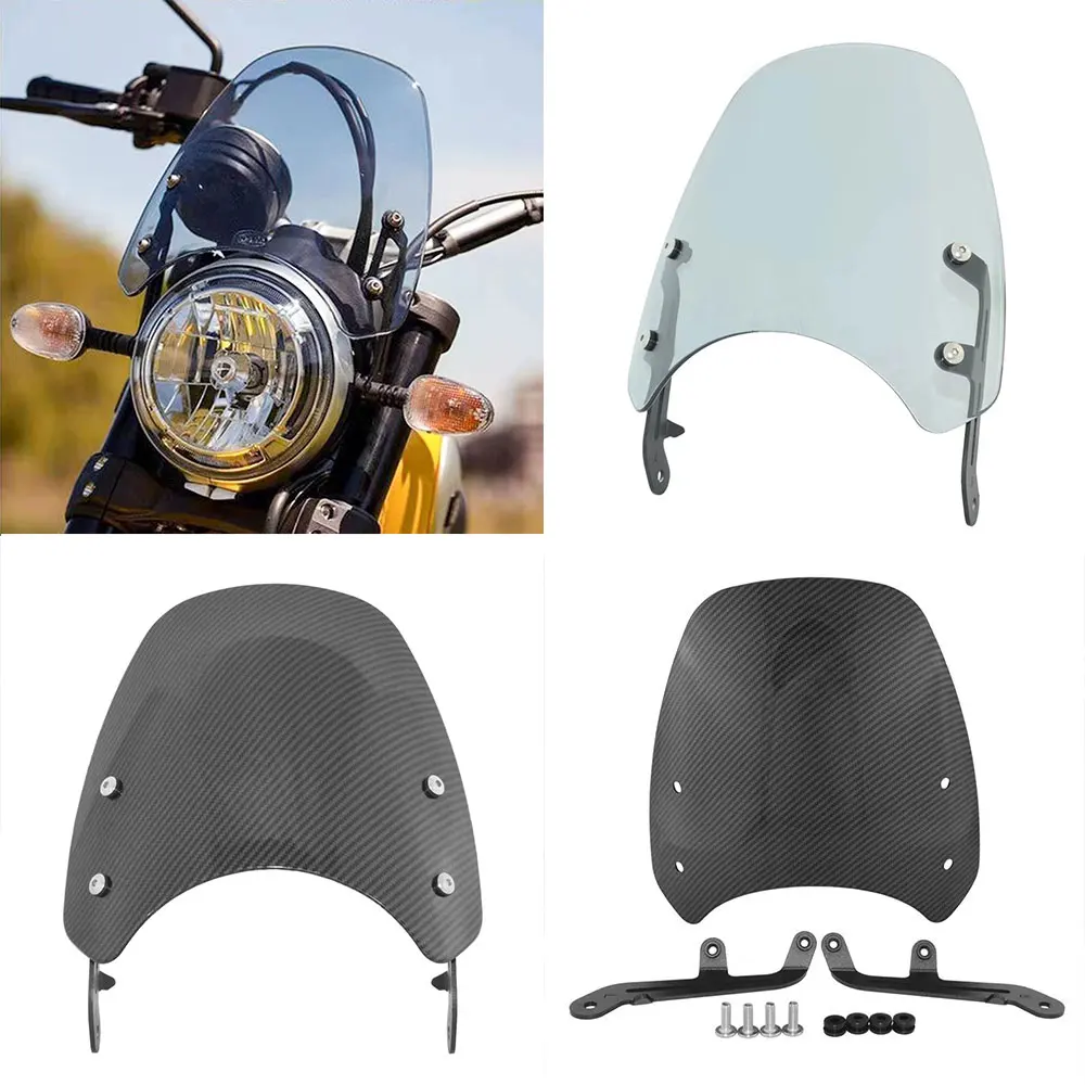 Windscreen Screen For Royal Enfield Interceptor 650 Wind Deflectors Fly Screen Pare-brise Windshield Bracket Headlight Mount