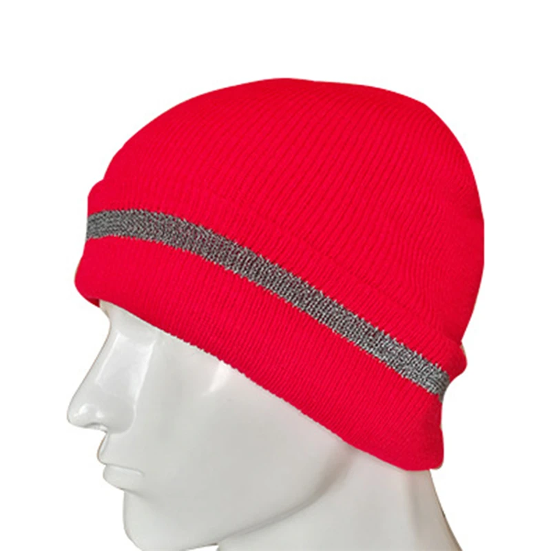 Unisex Reflective Stripe Knitted Hats Luminous Outdoor Cycling Ski Warm Caps Women Men Autumn Winter Hats Casual Bonnet