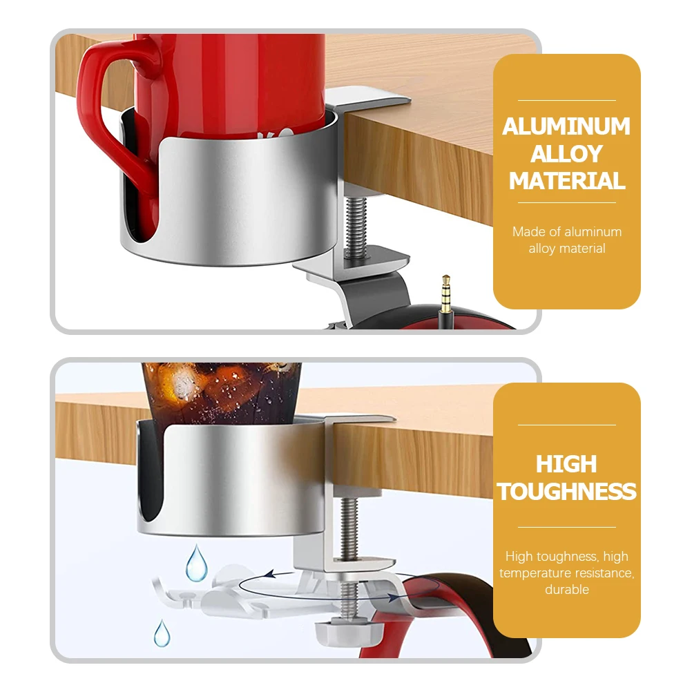 

Table Side Cup Holder Desktop Drying Rack with Headphone Stands Headset Hanger under Headphones