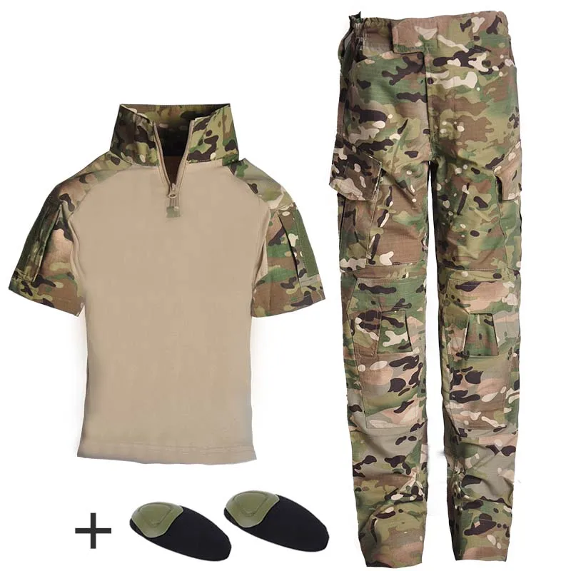 Kids Adult Military Suits Tactical Training Uniform Set Children Camouflage Top Pants Men Special Forces Combat Outdoor Costume