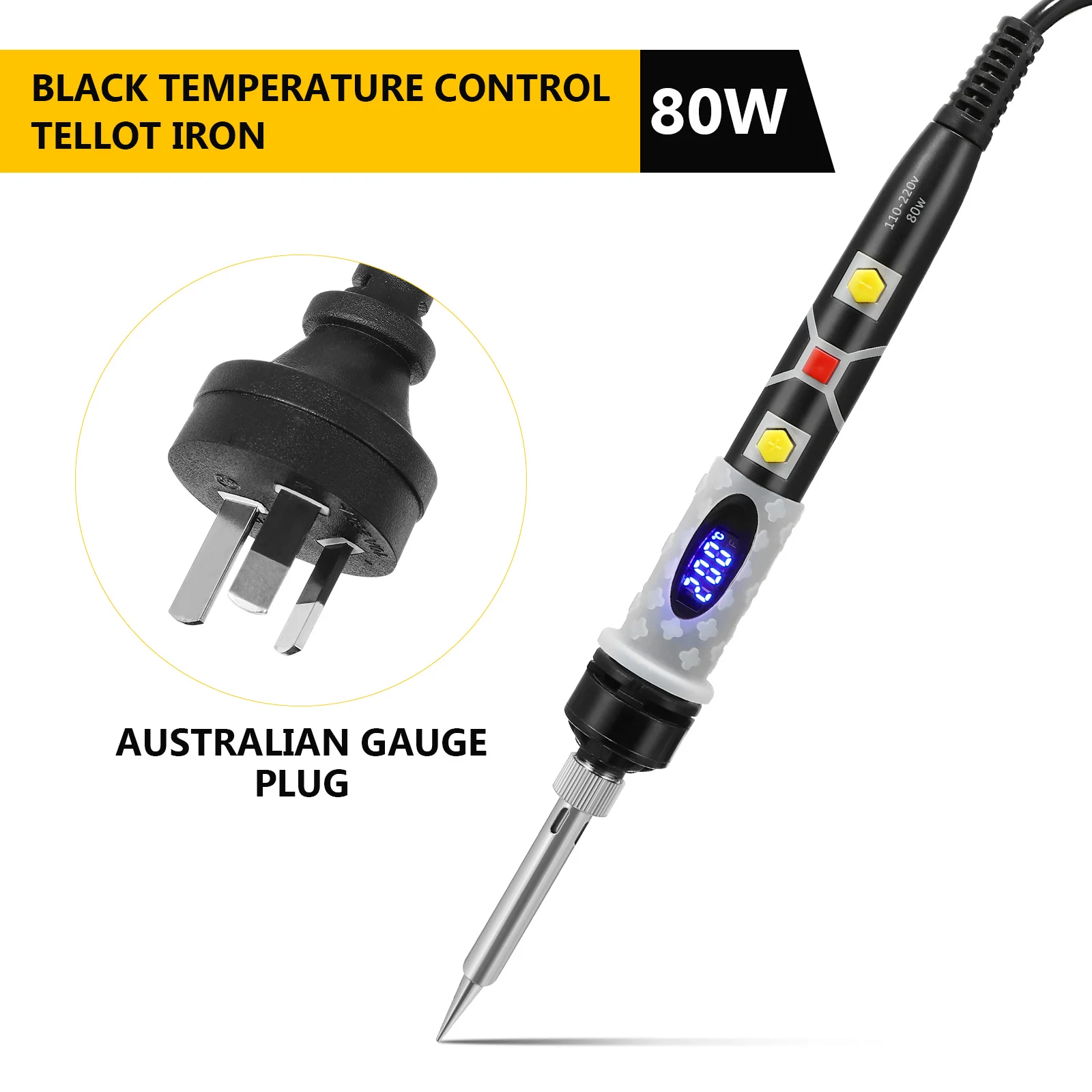 Imagem -02 - Kit de Ferro de Solda Eletrônico 10 Tamanhos 80w Temperatura Ajustável Lcd Kit de Ferramentas de Soldagem Digital para Reparo Plugue au