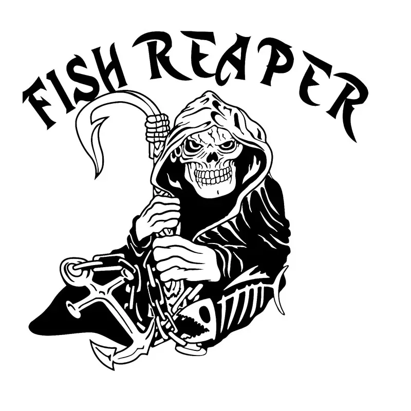 

Fish Harvester Fishing Harvester Skull Car Applique Car Decoration Personality Pvc Waterproof Applique Black/white, 15cm*15cm