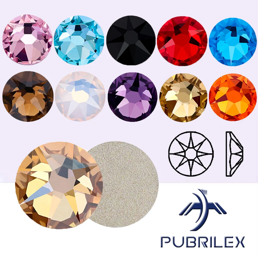 PUBRILEX 2088 XIRIUS Rosa sin Hotfix diamantes de imitación Flatback fijación en frío diamantes de imitación DIY decoraciones cristales de vidrio para bolsos