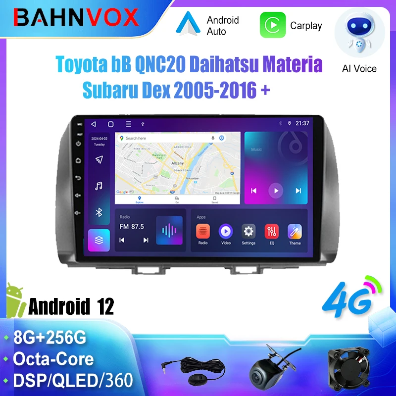 

9" Android 12 Car Radio for Toyota bB QNC20 Daihatsu Materia Stereo Multimedia Video Player Navigation GPS Carplay 2din