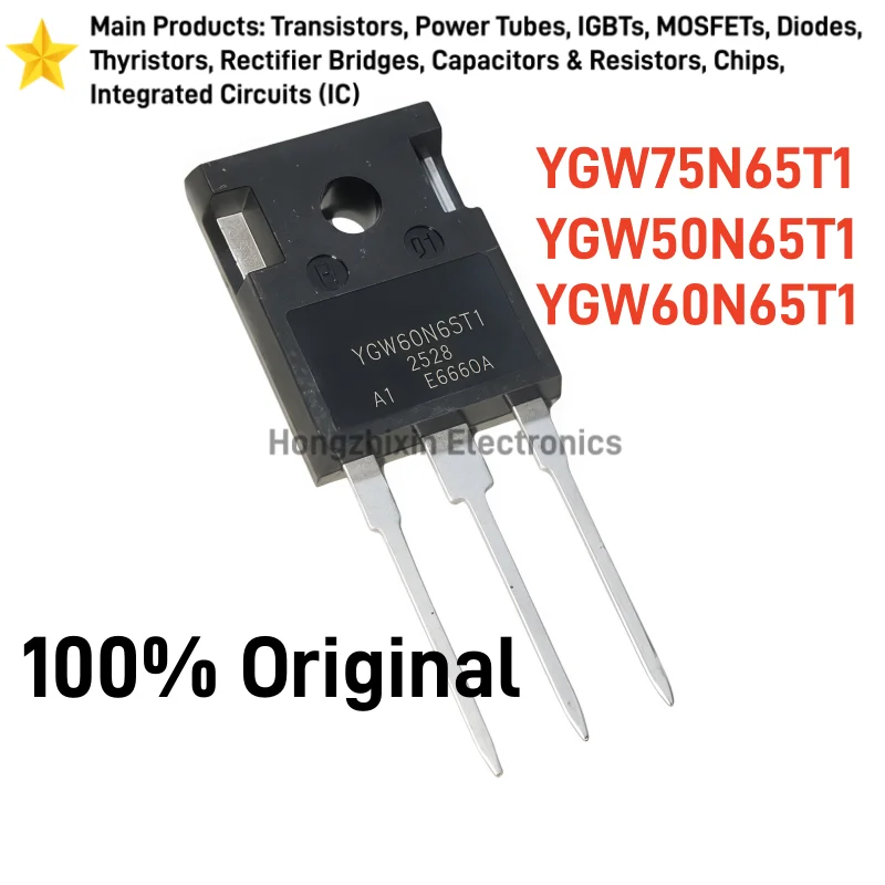 10PCS Original YGW50N65T1 YGW60N65T1 YGW75N65T1 IGBT Transistor 650V 50A/60A/75A TO‑247 Power Triode for Welder Inverter UPS