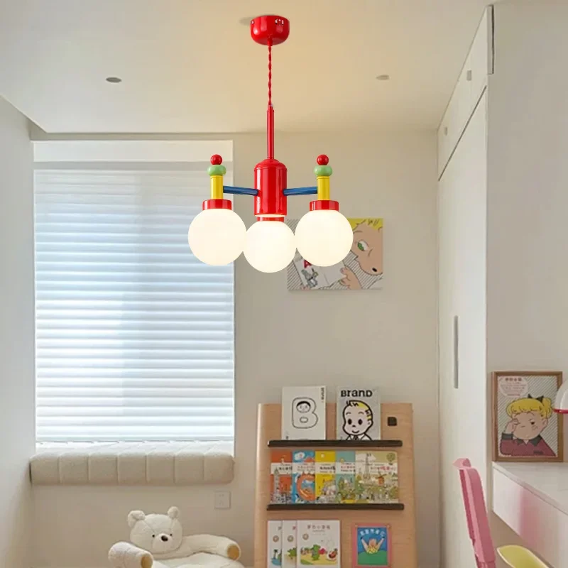 Romantic Warm Colorful Children\'s Room Ceiling Chandelier Macaron LED Lighting Pendant Lamp for Boys Girls Bedroom Study Fixture