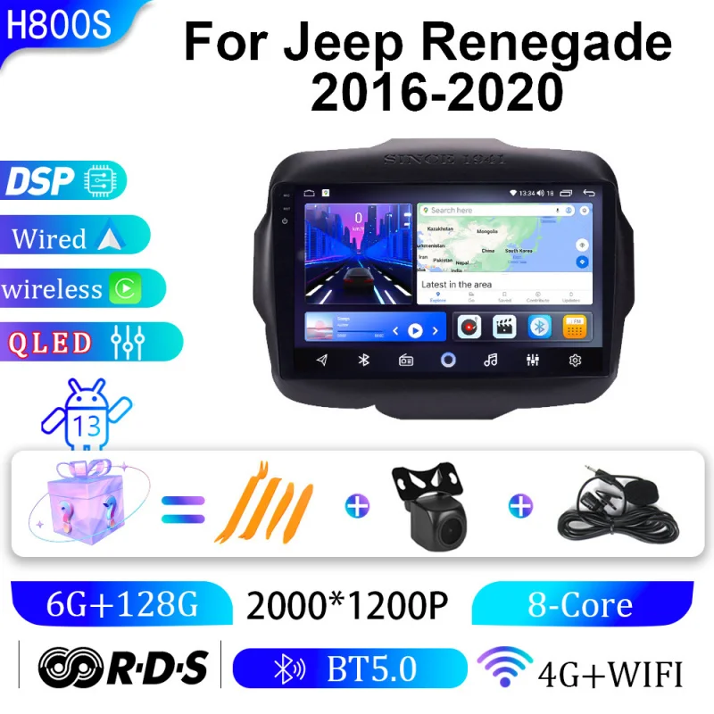 

For Jeep Renegade 2016 2017 2018-2020 Car Intelligent Systems Android Car Player GPS WIFI Carplay 4G Car Radio Navigation Stereo