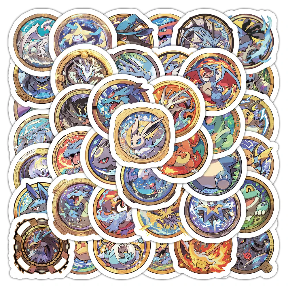 10/30/50pcs Kawaii Anime Pokemon Medal Stickers Cute Cartoon Decals Kids Toys DIY Laptop Skateboard Phone Car Waterproof Sticker