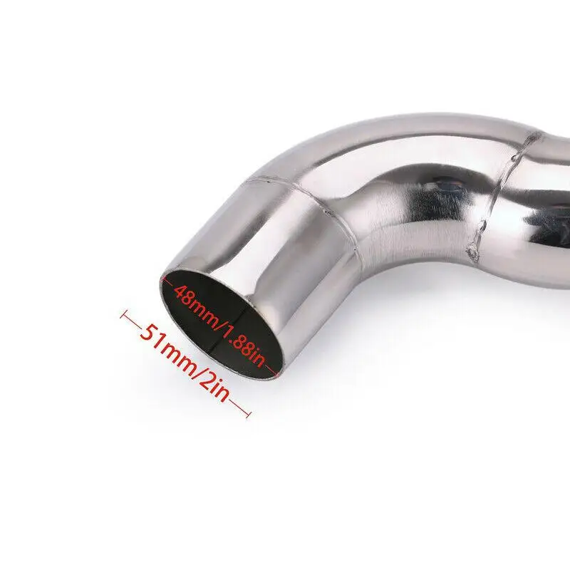 51MM For Kawasaki ZX6R 2009-2020 Motorcycle  Exhaust Bottom Mid Pipe Middle Connect Tips Muffler Tube Stainless Steel