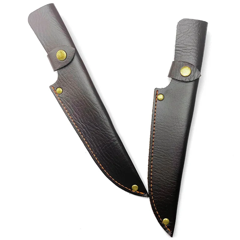 1 Piece PU Leather Material Outdoor Small Straight Knife Sheath Scabbard Leather Case Pants With Brass Buckle