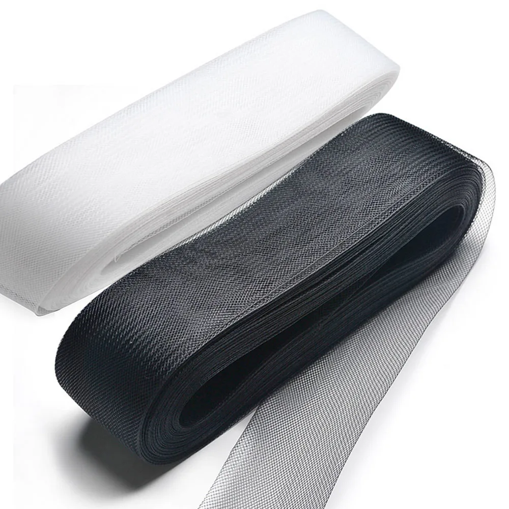 50Yards Stiff Crinoline Horsehair Braid 5/7.5cm Wide Polyester Boning Trim for Formal Dress Hem Shaping Dancewear Sewing Supply