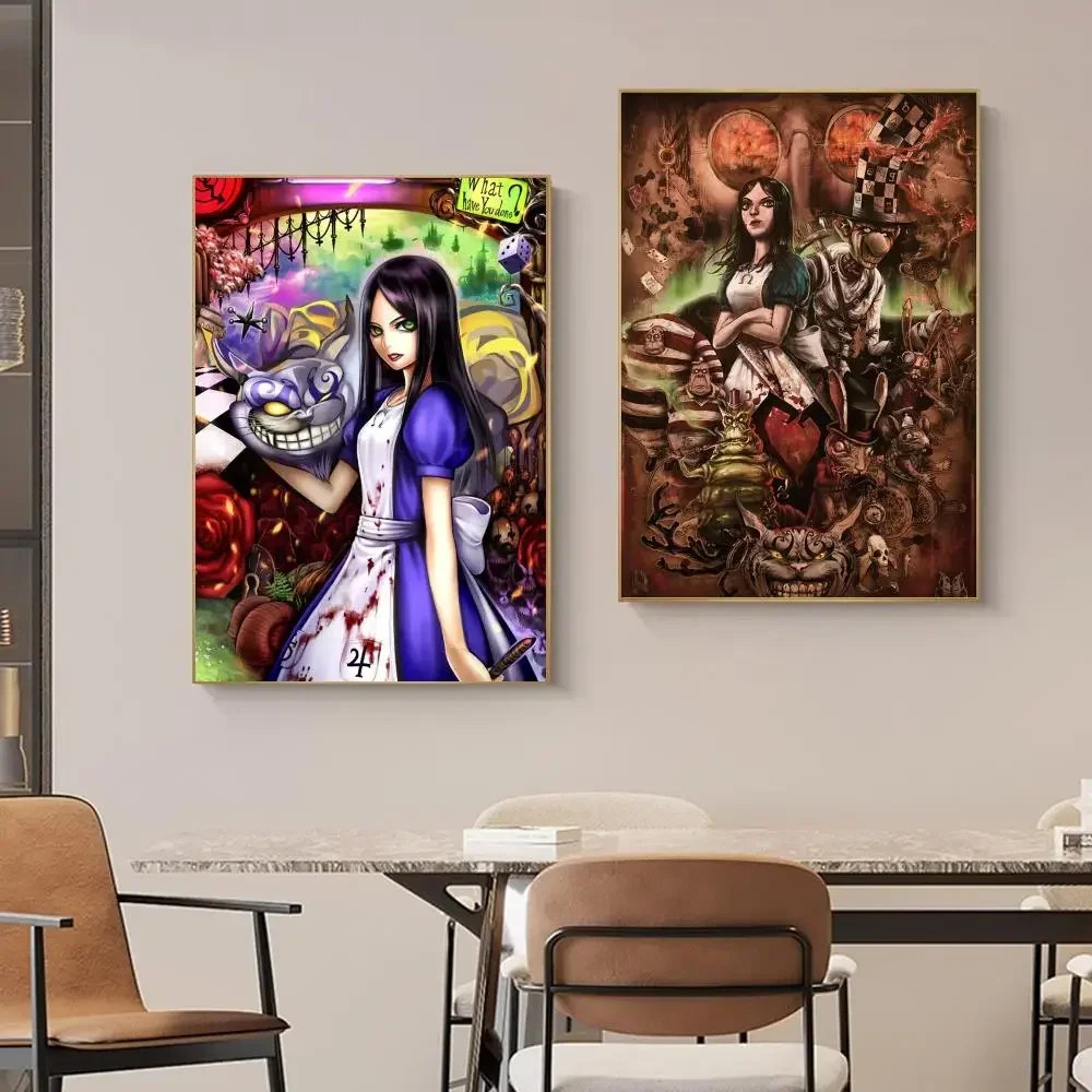 1PC Alice:Madness Returns Retro Print Poster Paper Waterproof HD Sticker Bedroom Entrance Home Living Room Bar Wall Decoration