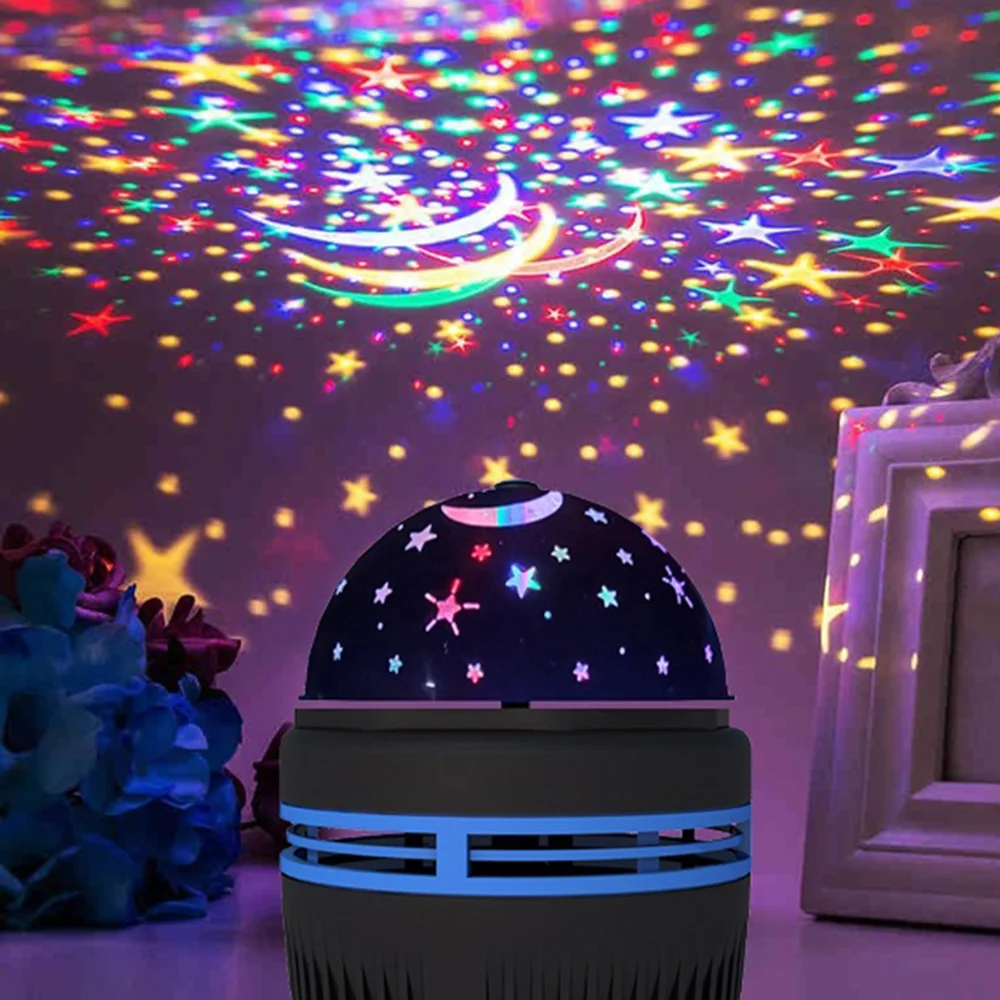 Colorful Starry Sky Projector Lamp Rotating Magic Ball Led Night Light For Bedroom Decor Lamp RGB Moon Galaxy Projection Light